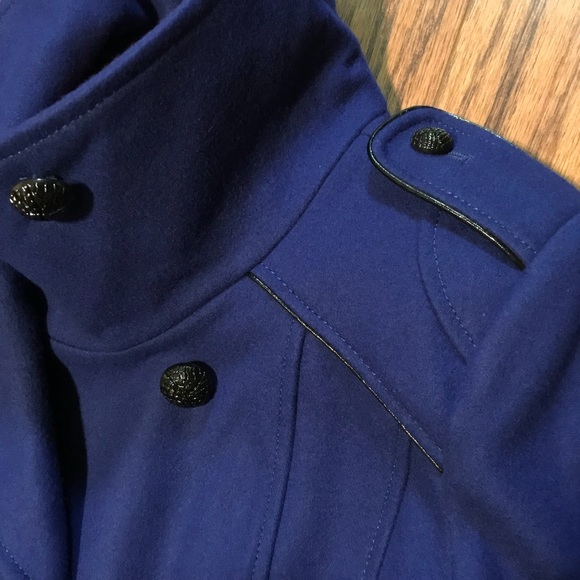 SOLD GUESS Military Wool Blend Coat Cobalt Blue Bk - Picture 4 of 8